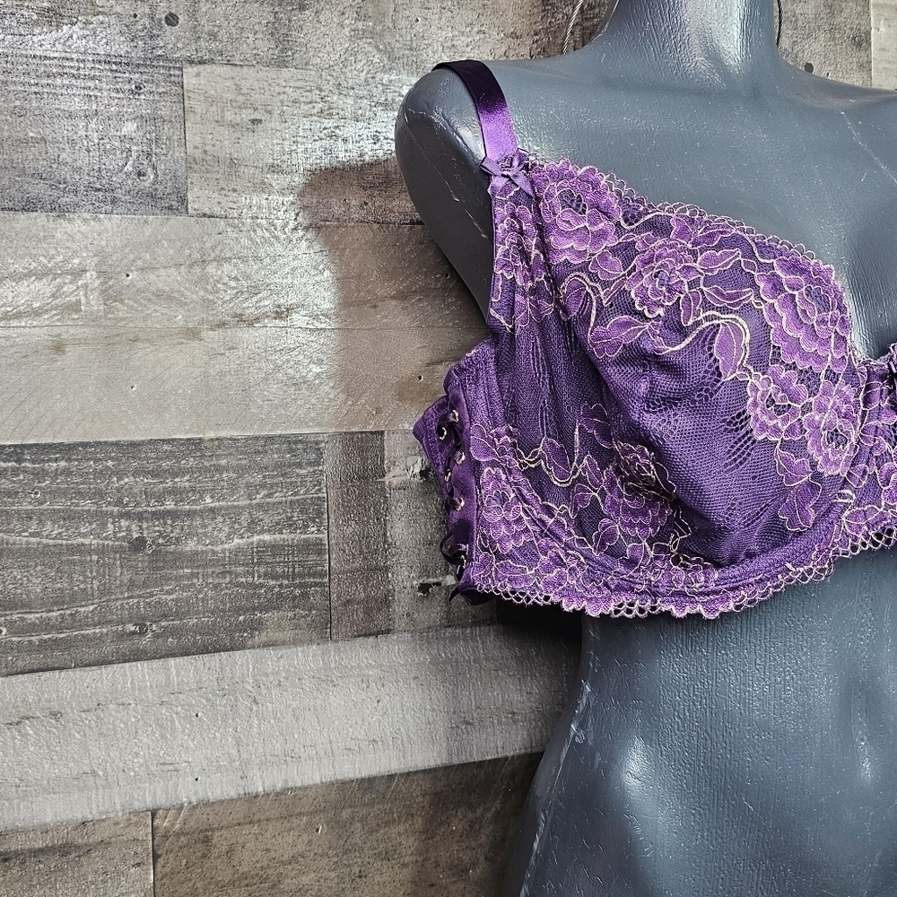 Cacique Purple Unlined Balconette Bra 46DD - Picture 4 of 10
